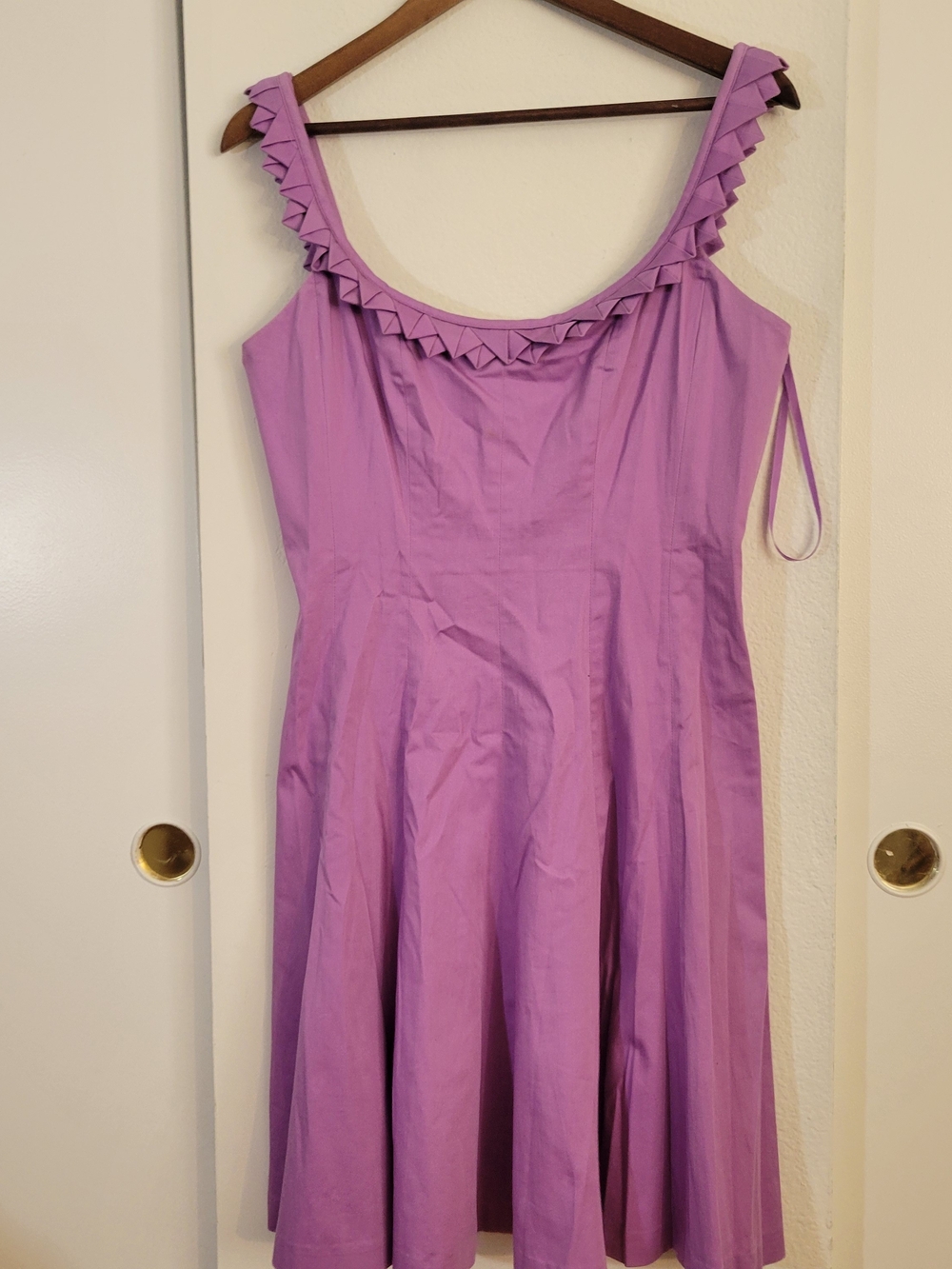 Nine West Cottton Lavender Ruffle-Trim Swing Dress